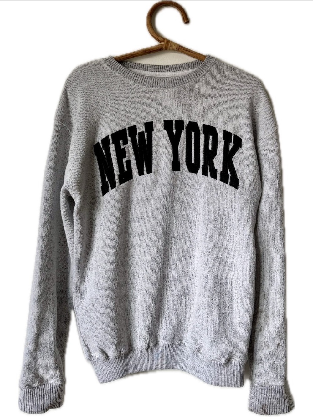 New York Heather Gray Cotton Crewneck Sweater Large $40